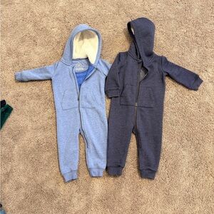 Primary Baby Teddy fleece lined zip rompers 12-18M
